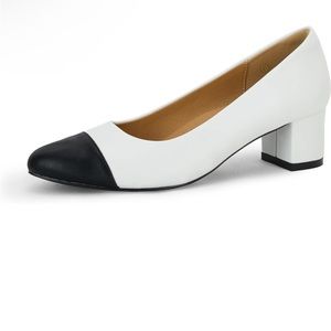 New Women's Closed Toe Pumps Snakeskin Slip on Block Low Chunky Heel